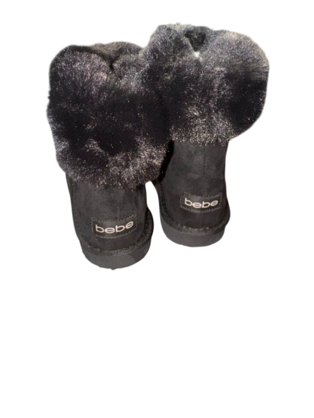 Women's Bebe Black Faux Fur Rhinestone Winter Boots US 7 - Picture 3 of 7